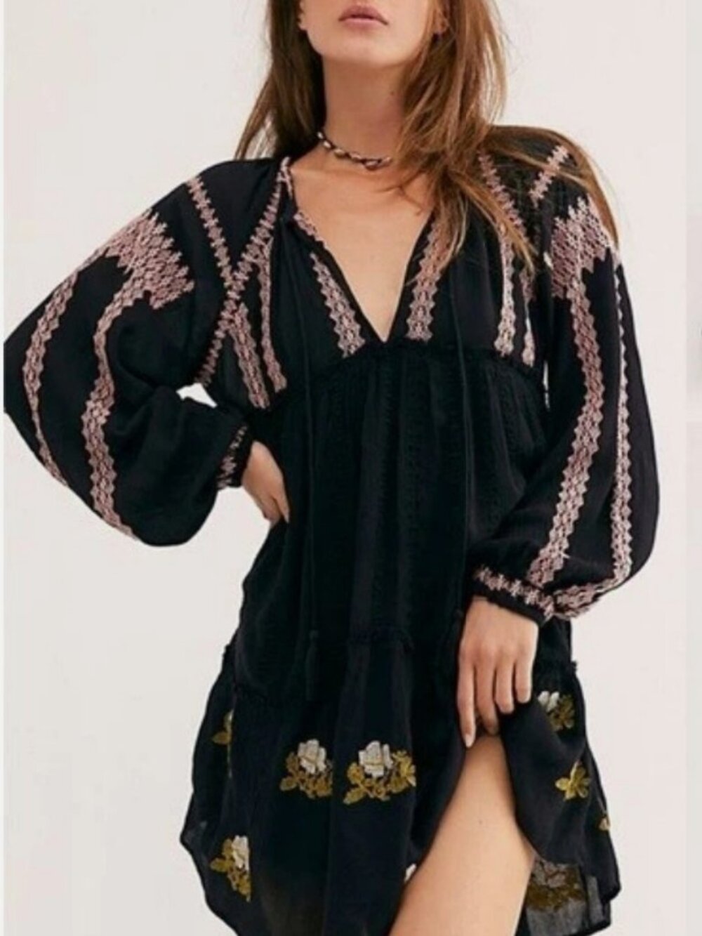Free People Wild Horse Mini Dress In Black Size M
